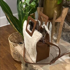 Brown and Cream Faux Fur purse